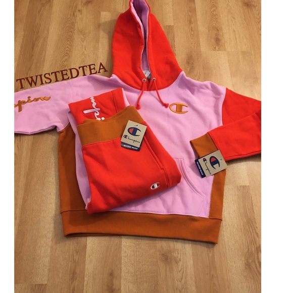 New Reverse weave hoodie sweatshirt color block L - Picture 7 of 12